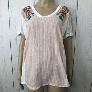 Johnny Was Linen Blend Embroidered Blouse Sz S